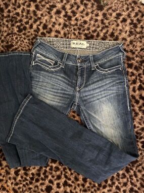 Ariat Women's Distressed Medium Blue Bootcut Jeans